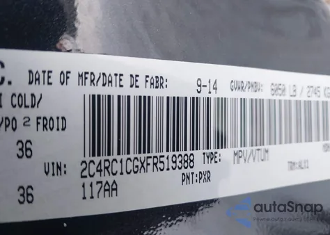 2015 Chrysler Town & Country Touring-L z USA, uszkodzony, nr VIN 2C4RC1CGXFR519388